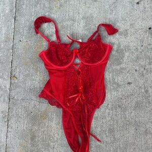 Vibrant Red Lace Chemise